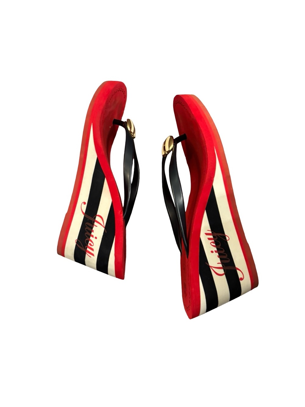 Juicy Couture Red Nautical Wedge Y2K Sandal Flip Flops Size 10 - Picture 6 of 10